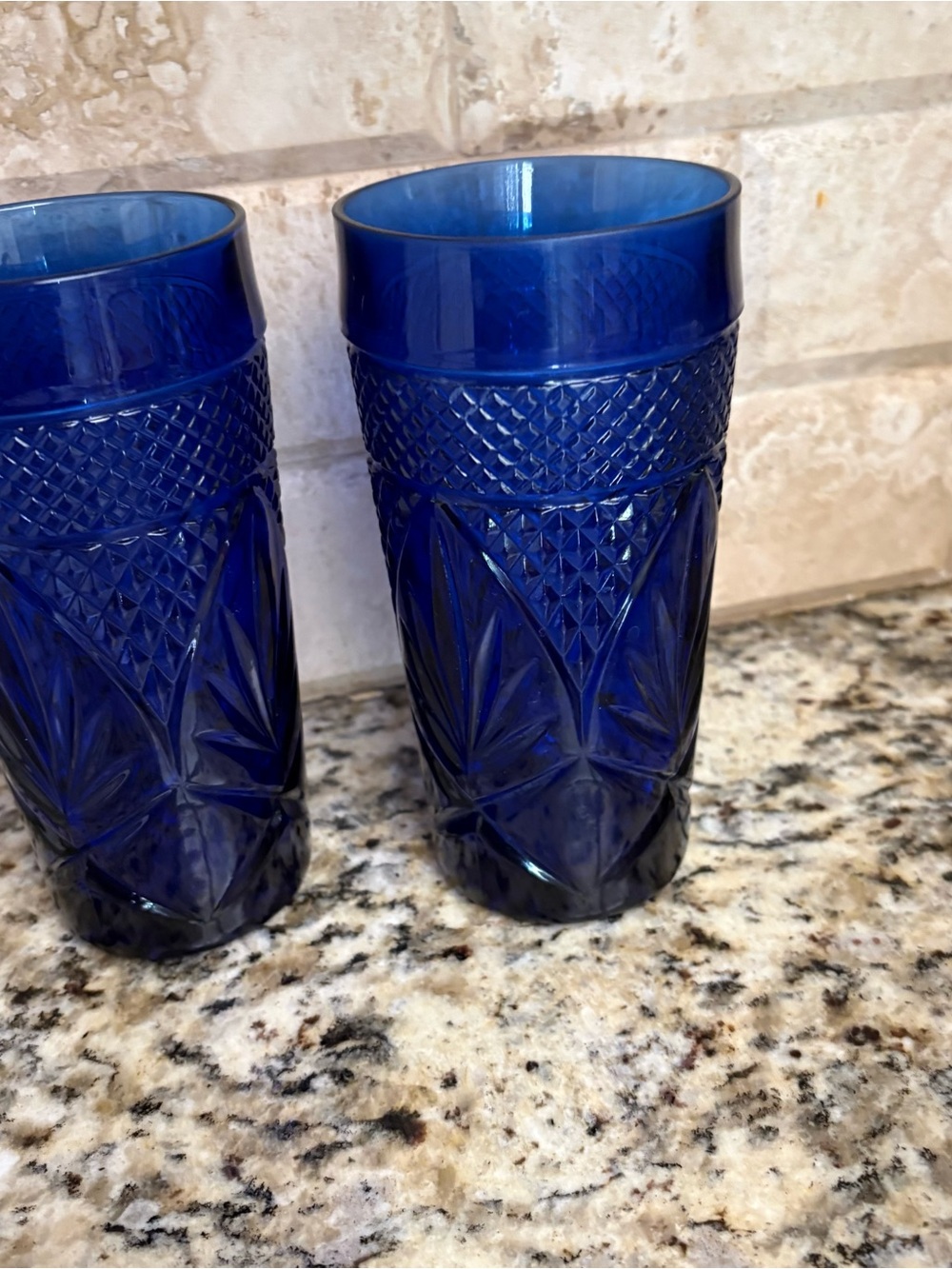 Blue Cut Glass Decorative Tumbler - Home Accents